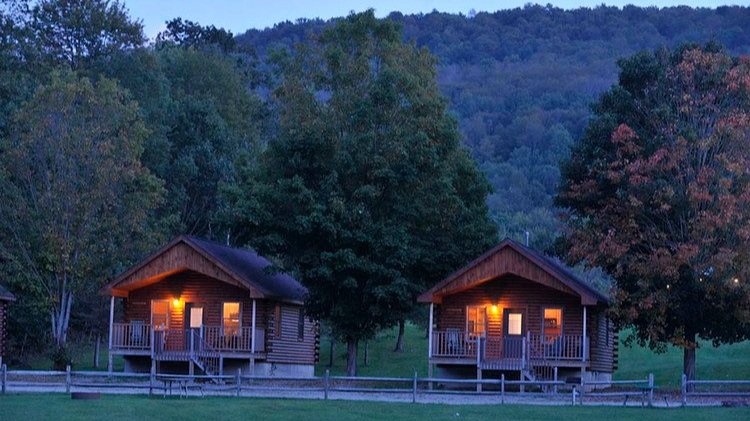 The cabins at West Branch Angler Resort in Delaware